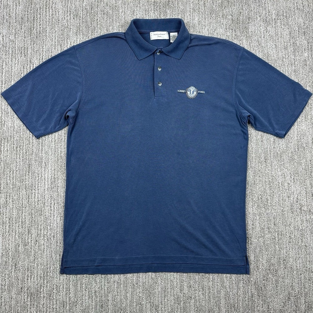 Torrey Pines Vintage Izod Club International Tour Polo Shirt Men's L Rayon Blend